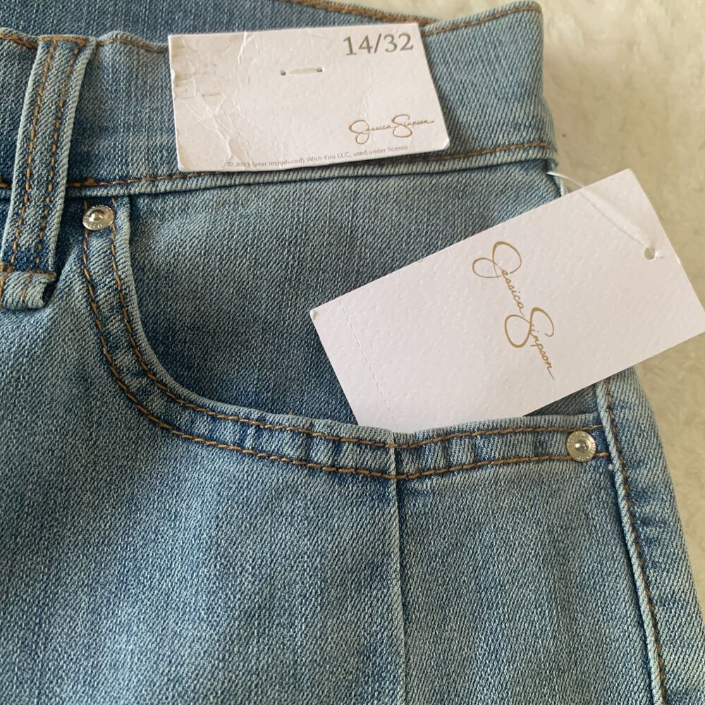 Jessica Simpson Sunshine Barrel Jeans Size 14/32 Light Blue Relaxed Fit Y2K - Picture 4 of 12